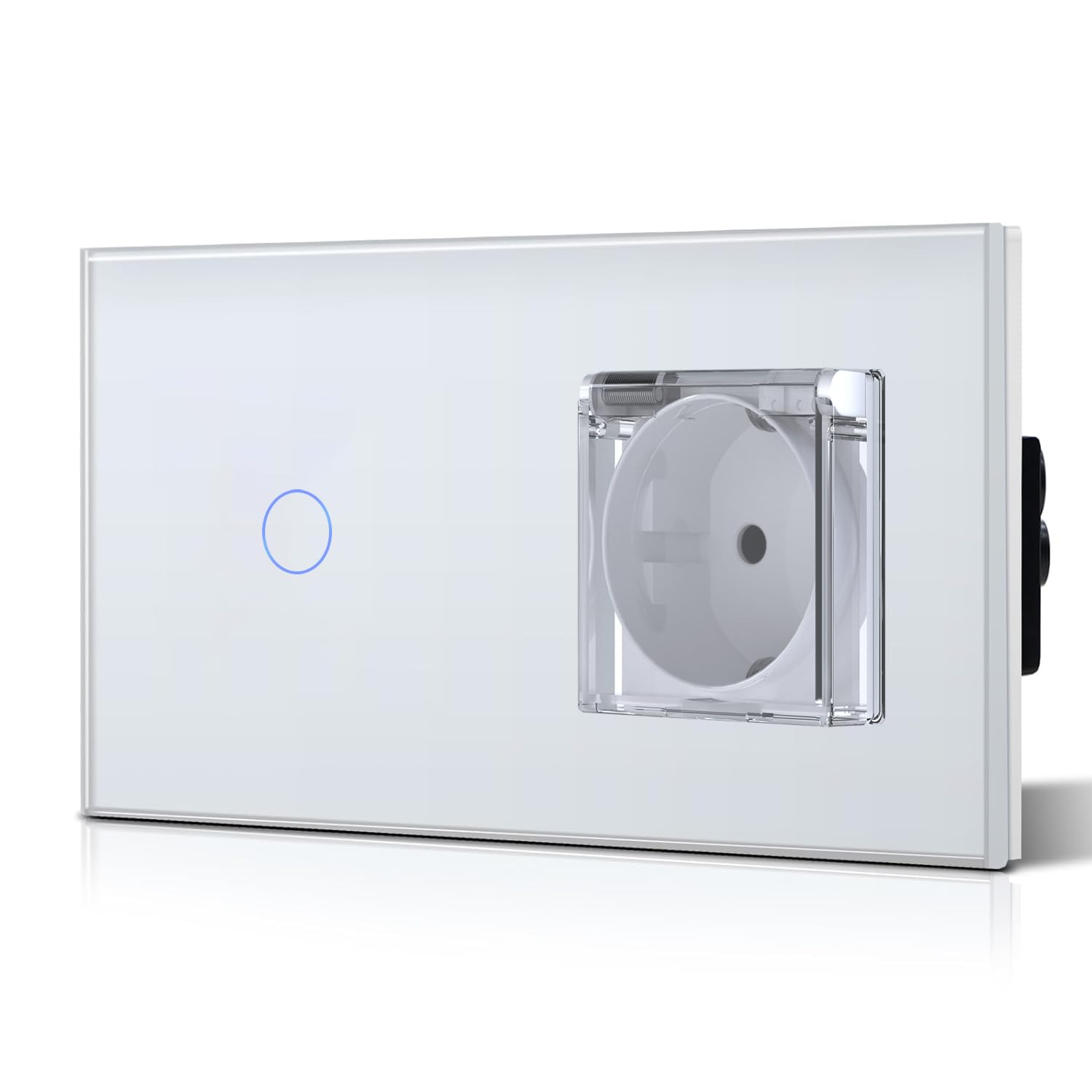 BSEED Interruptor táctil y enchufe pared,Toma de corriente con USB C,Panel de Vidrio con pulsador LED,Sin Función Wifi,1 Gang 1 Vía+1 Enchufe USB/Tipo C,157mm Negro — view 16
