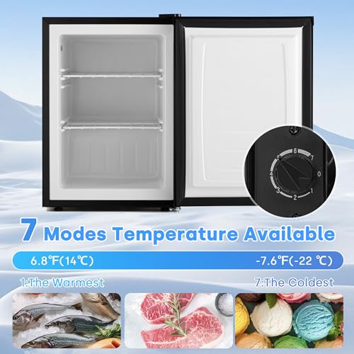Image of 2.1 Cu.Ft Chest Freezer with 7 Temperature Settings, Quiet Compact Deep Freezer with Removable Basket, Mini Freestanding Freezer for Apartment, Kitchen, RV, Office or Restaurant Use (Black)