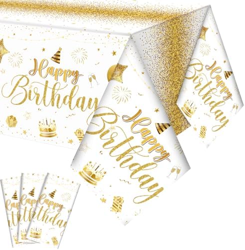 Tudomro 3 Pcs Happy Birthday Tablecloths Happy Birthday Party Dec...