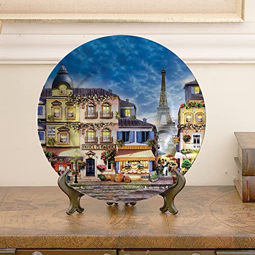 Kalen Paris Street Decorative Plate Wall Hanging Ceramic Plate Handmade Ceramic With Display Stand For Home Parties Wedding Collection Decor Porcelain Plates - 7 Inches #TOP2