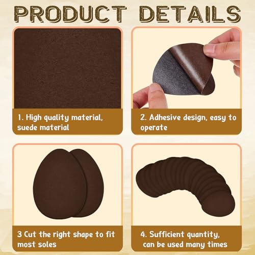 Image of Jecery 36 Pcs Suede Soles for Dance Shoes Non Slip Shoe Pads on Bottom of High Heeled Shoes Protectors Adhesive for Women (Brown)