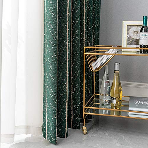 1 Pair American Luxury Retro Green Fish Bone Curtains Room Darkening Green And Gold Curtains For Living Room Bedroom (Green,54"X96") #TOP3