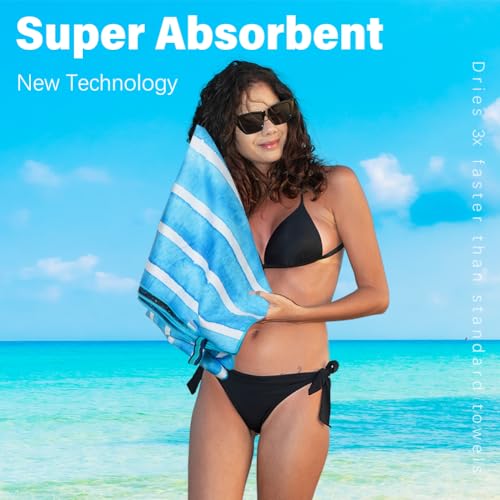 Thin Lightweight Microfiber Beach Towel Sand Free Quick Dry Absorbent Compact Towels for Swimming Pool Camping Beach Accessories Large Easy Pack Travel Things for Vacation Essentials Adult Gift - Image 6