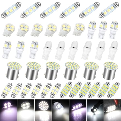 AMZAUTO LED Lights for Car 42 PCS Bright White Interior LED Bulbs Kit, T10 31mm 36mm 41mm Reading License Plate Light, Plug and Play for Car Interior Indoor Map Dome Side Marker Bulbs