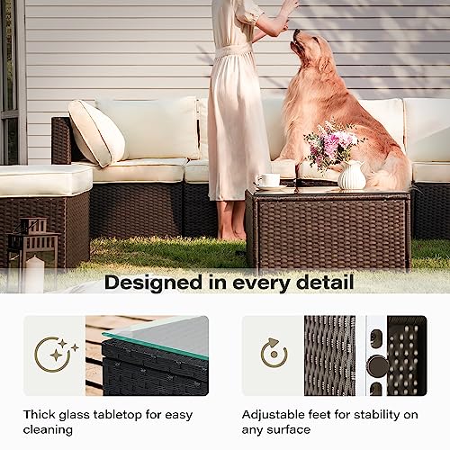 image for LAUSAINT HOME 7-Piece Patio Furniture Set, PE Rattan Outdoor Patio Fur