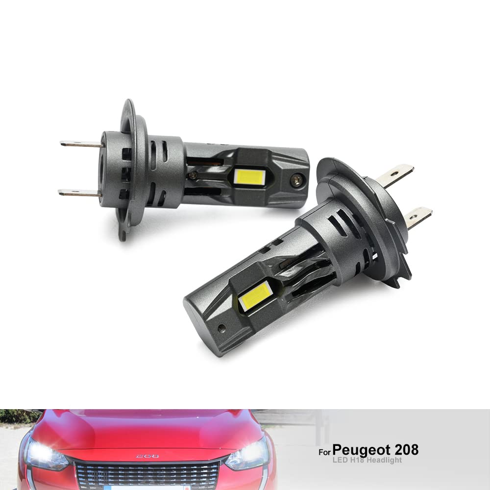 Lampani LED pour Peugeot 208 Mk2 e-208 H18 2008-2022 Feu de croisement 6500K Phare blanc
