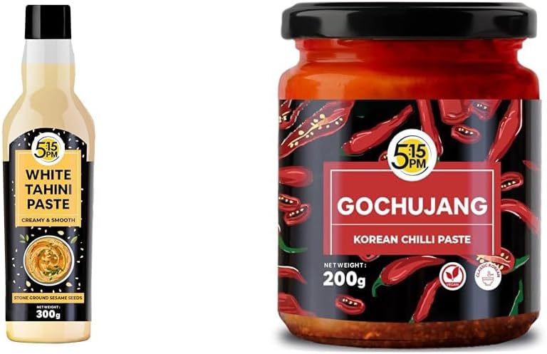 Tahini 300Gm White Tahini Paste for Hummus, Salad Dressings | 5:15 PM Gochujang Korean Paste, Spicy Red Chilli Pepper Paste (200Gm)