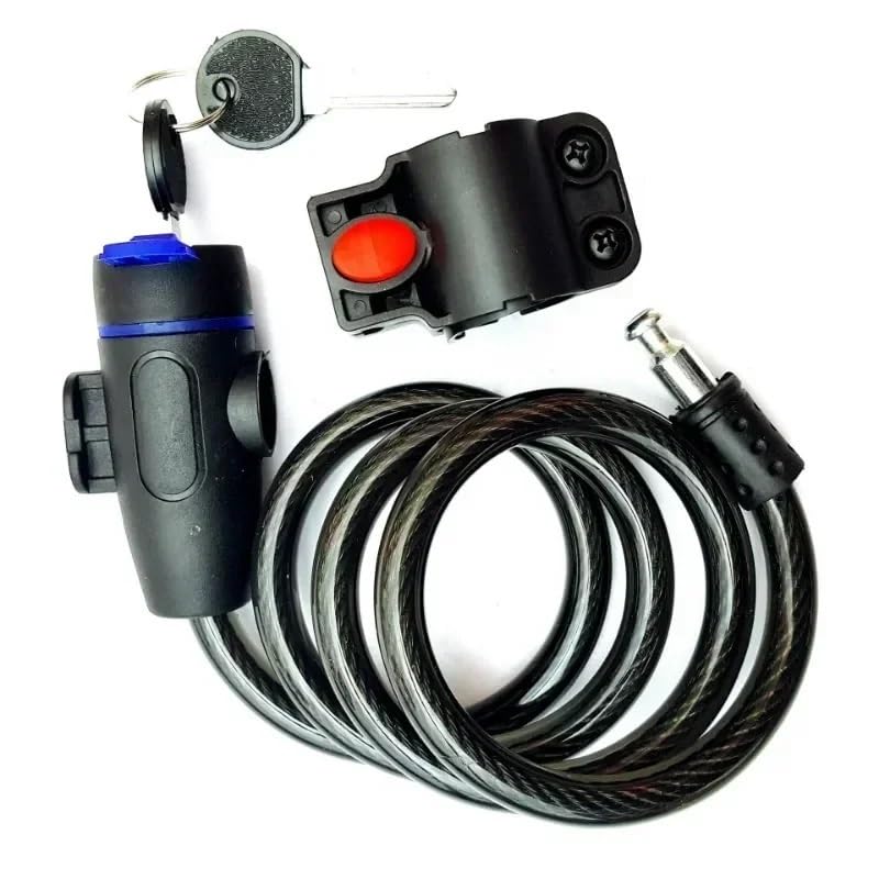 Lucchetto antifurto Universale per Bicicletta, Bobina di Cavo in Acciaio Inossidabile per Lucchetto di Sicurezza per Bici MTB per Motocicletta Castle (Colore: Nero) (Blu)
