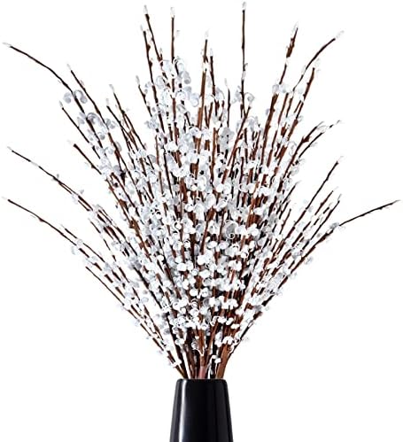 Starryle 10Pcs 29.5’’ Long Artificial Jasmine Flowers Fake Flowers for Decoration Faux Winter Jasmines Branches for Home Living Room Kitchen Office Hotel Wedding DIY Decor (White)