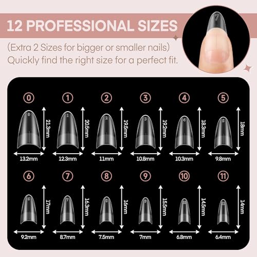 Image of Medium Almond Shape Nail Tips Half Cover 360pcs Medium Nails Double Sided Matte Almond Nail Tips Strong Lasting for Acrylic Press On Nails, 12 Sizes Luckyfairy Gelly Tips