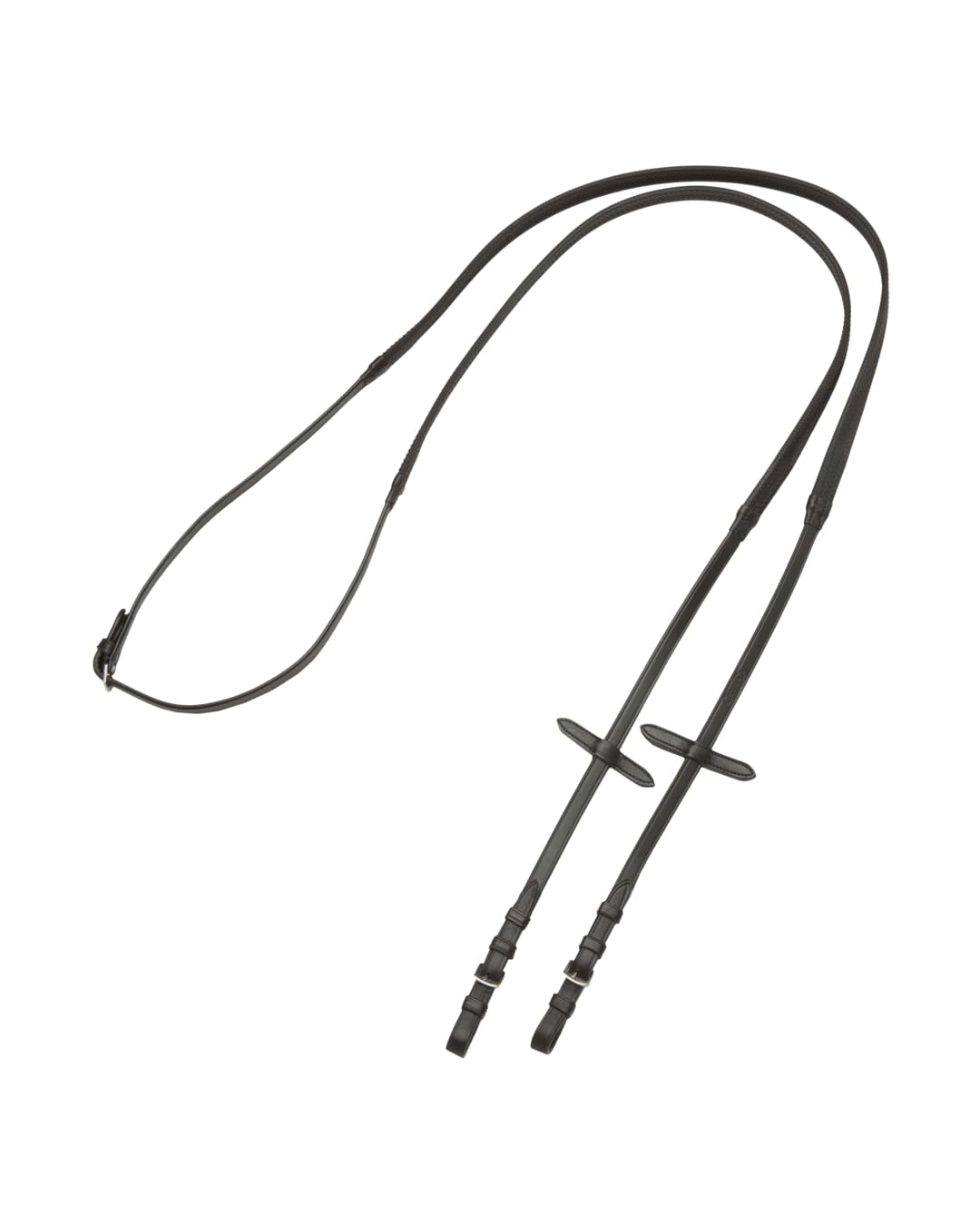 Equiva Gummizügel Schmal, rutschfeste Reitzügel mit schmalen Gummigriffen, Martingalschiebern und Lederverstärkung