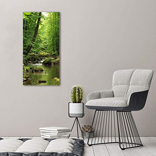 Impression sur verre de 50x100 cm image paysage rivière forêt vert - 4