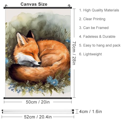 Poster imprimé renard endormi art mural salon moderne