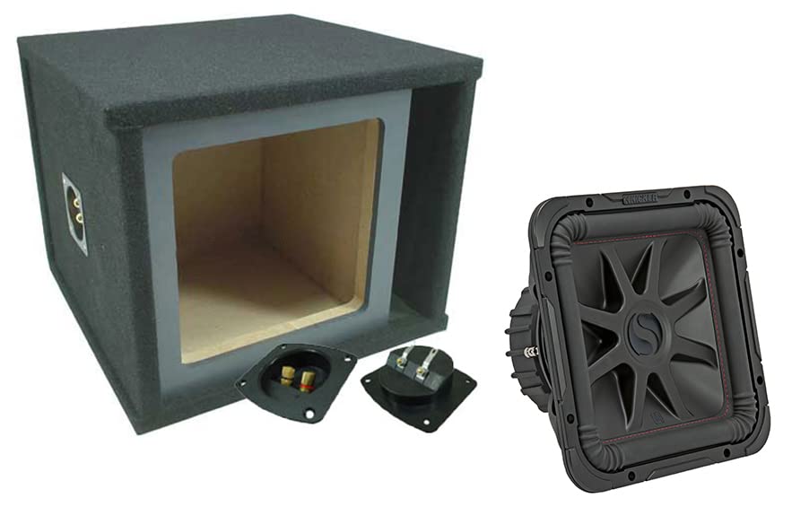 Kicker 44L7S122 Solo-Baric 12 Square L7 Dual 2 Ohm Sub and ASC SOLOSQ1X12V Single Sub Box Enclosure