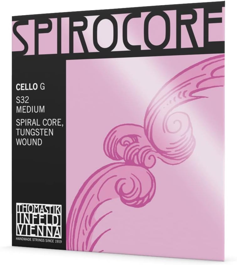Thomastik-Infeld Spirocore Cello G String - Medium Tension - S32 - Spiral Steel Core, Tungsten Wound - Powerful & Focused Tone, Deeply Resonant with a Widely Used Design - 4/4 Size