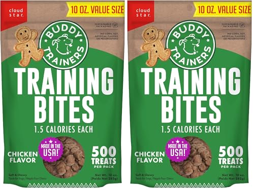 Buddy Biscuits Trainers 10 oz. Pouch of Training Bites Soft & Chewy Dog Treats Made with Chicken Flavor (Pack of 2)