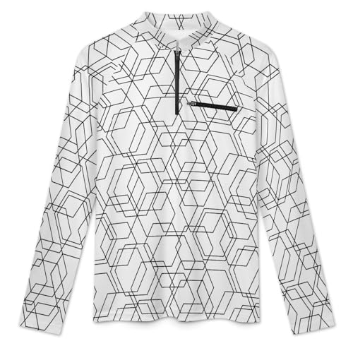 Mens Long Sleeve Mesh Fishing Shirts Geometrical Rash Guard Fishing Running UPF 50+ Tshirt Sun Protection Tee3