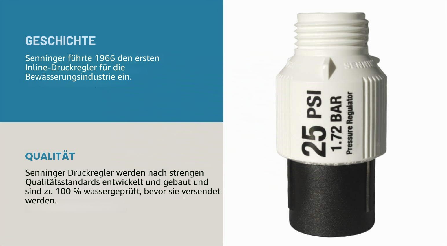 Senninger Druckminderer 25 PSI 1,9 cm (3/4 Zoll) Schlauchgewinde, Tropfbewässerung, Druckminderer, Niederfluss-Ventil – Landschaftsqualität, hohe Leistung