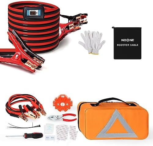 NOONE 4 Gauge 20 FT Car Jumper Cables kit & Emergency Kit, Automobile Roadside Assistance Tool Kit