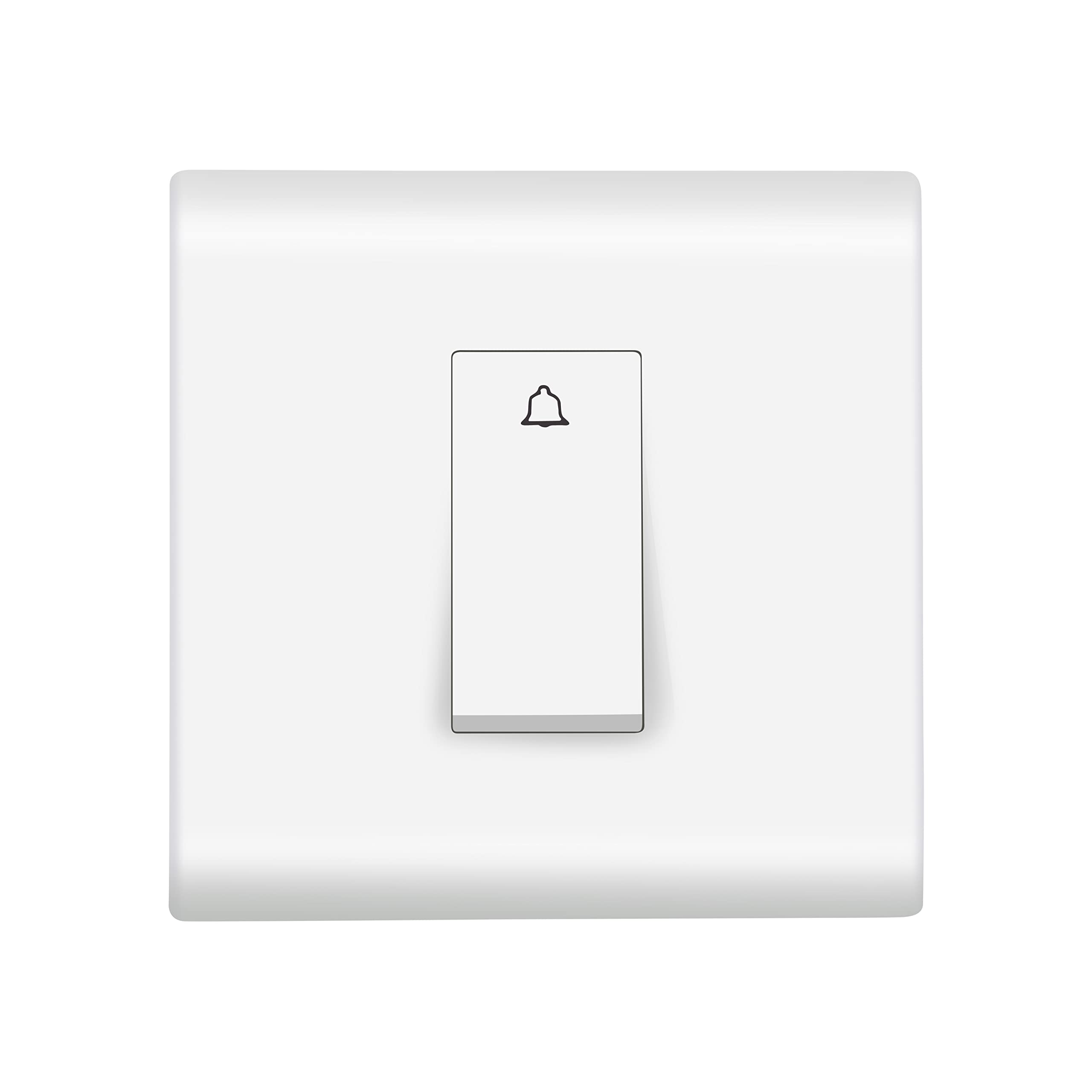 Wipro Northwest (Nowa) Switch Combo of 1M Plate + 1M 6A Bell Push, White, (Kit 1)