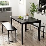 Modernes Design & Frühstück / Abendessen mit der ganzen Familie: 3-teiliges Esstisch und Stühle Set kommt komplett mit einem geräumigen Tisch (43,3 x 23,6 x 28,5 Zoll) und 2 Bänken (38,5 * 11,8 * 17,5 Zoll jeweils), modernes und stilvolles Design machen dieses 3-teilige Esszimmer-Set leicht in überall in Ihrem Haus und auch für kleine Räume.
