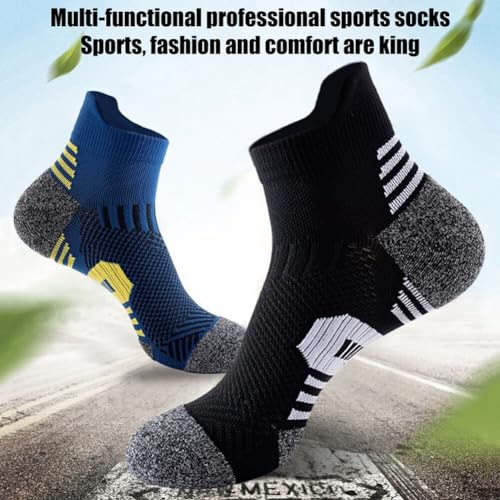 6 Pack Unisex Ultra Thin Breathable Dry Fit Running Ankle Socks Basketball Cotton Athletic Socks for Mens and Womens (Black/Blue/White)4
