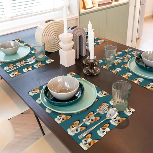 Sets de table double résistant à la chaleur lot de 4 imprimé chien - 7