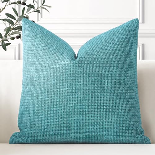 Artscope Linen Cushion Covers Set of 1 Decorative Square Pillowcase Pillow Cover 18x18 Inch for Home Decor Sofa Bedroom Car 45x45cm Turquoise