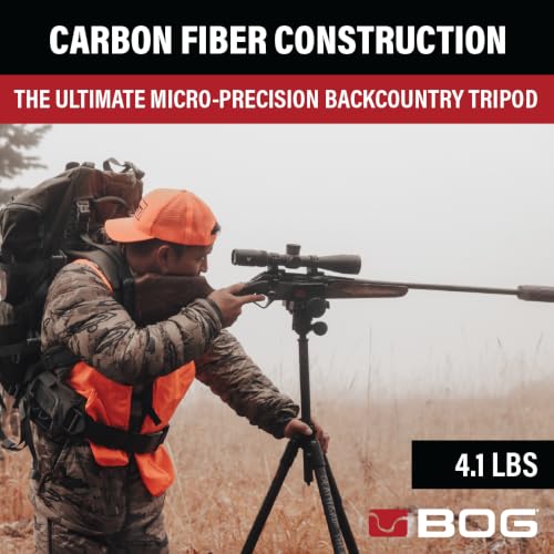 Image of BOG DeathGrip Sherpa Hunting Tripod, 10 inch-54 inch, Adjustable Center Post | Carbon Fiber Construction, Micro-Adjustable, Heavy-Duty, Gun Clamp, For Hunting, Shooting, and Outdoors