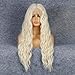 Produktbild Life Diaries 6inch Platinum Blonde Top Grade Long Nature Wave Wig High Density Heat Resistant Fiber Bleached Knot Glueless Large Part Space Transparent Lace Front Synthetic Wig For Women
