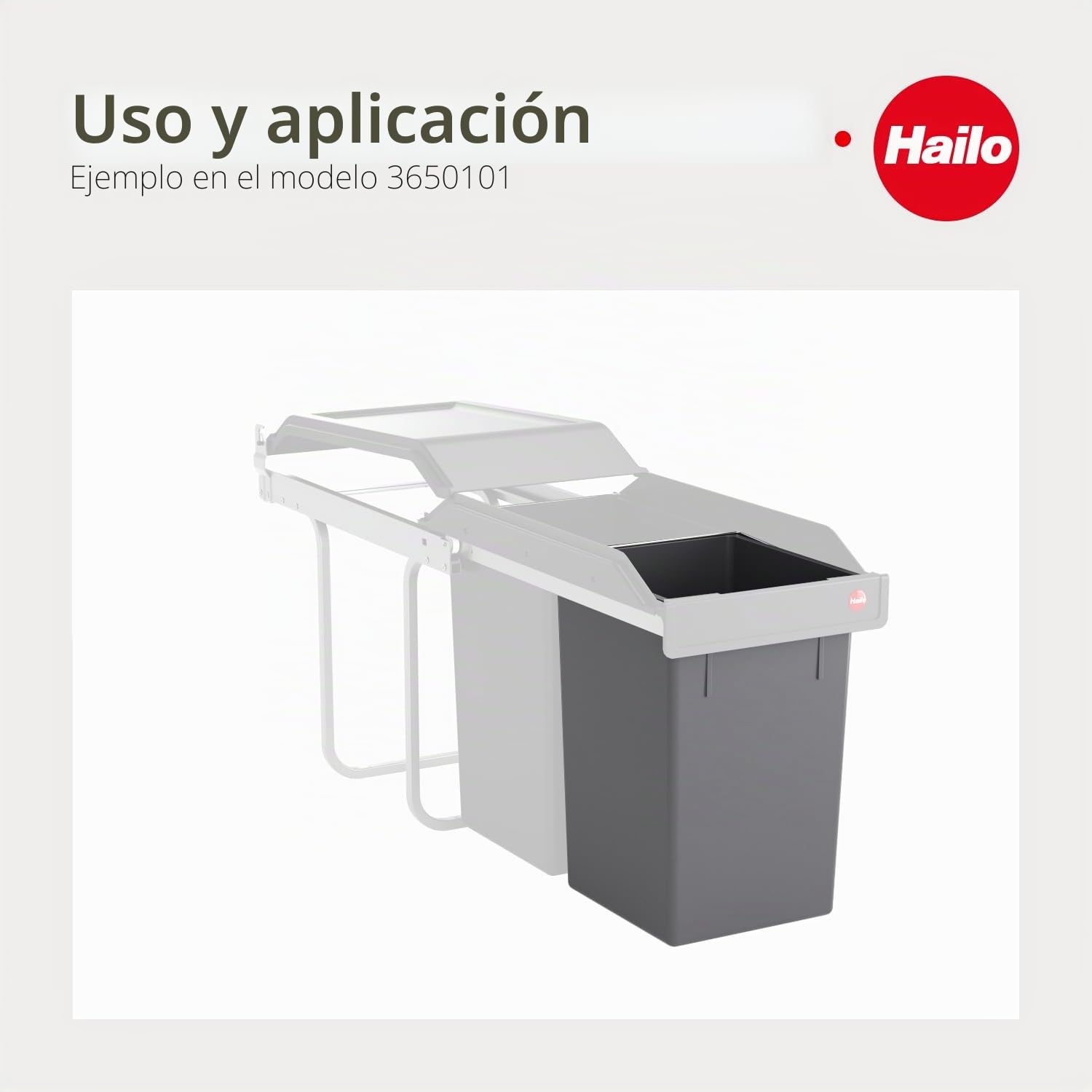 Hailo 1008879 Cubo Interior de plástico con asa Cromado Basura, 15 L, 35 x 23 x 22 cm, Color Gris Oscuro