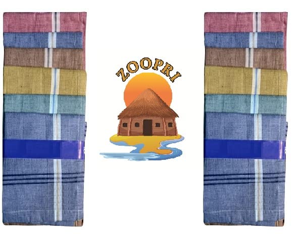 zoopri 100% Safari Cotton, Khadi Printed Handkerchiefs For Men - Color Multi, Striped XXL Size-picture-11