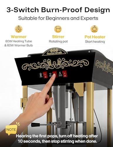 Image of 12oz Popcorn Machine with Cart, Movie Theater Style Popcorn Maker