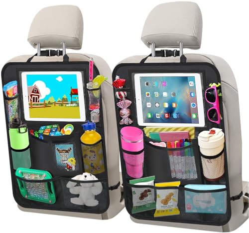 Chanurae Autositz Organizer - 2 Stück Auto Rücksitz Organizer Kinder Autositzschoner Rückenlehne, Umweltfreundliche Oxford Stoff, mit Tablet-Halterung, Schwarz