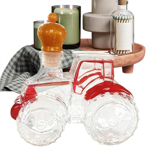 Aoyitaf ウイスキー ボトル - ガラストラクターホームデコレーション - 空のカーウィスキーデキャンターテキーラボトル | ワイン、アルコール、テキーラ、ウォッカ、ブランデー、家庭、オフィス、バー、男性、父、誕生日、クリスマス用