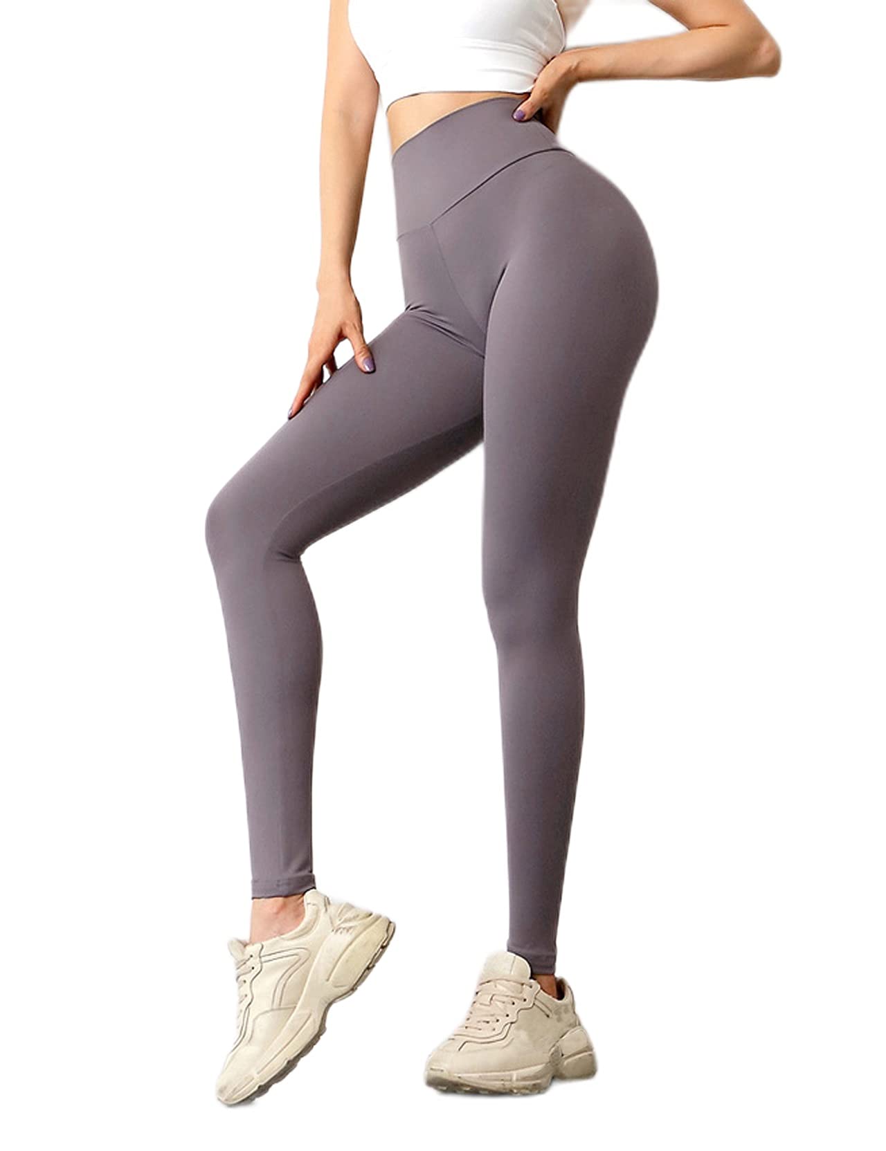 Leggins Donna Push up Vita Alta Pieghettata Pantaloni Sportivi Yoga