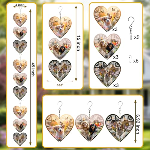 15in Dog Heart Wind Spinner Stainless Steel Hanging Garden Kinetic Art - image 3
