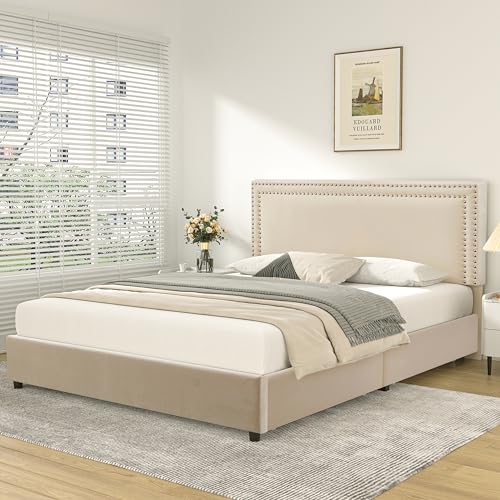 Vecelo FULL SIZE UPHOLSTERED BED FRAME Full Size Upholstered Platform Bed Frame With 4 Storage Drawers thumb #6