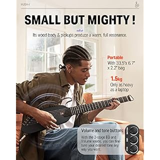 Donner HUSH-I Guitare de voyage – Guitare acoustique-électrique portable, ultra-légère et silencieuse, corps en érable avec cadres amovibles, sac de transport et accessoires - Les Beatles, Paul McCartney, John Lennon, RIngo Starr, George Harrison Donner HUSH-I Guitare de voyage - Guitare acoustique-électrique portable, ultra-légère et silencieuse, corps en érable avec cadres amovibles, sac de transport et accessoires – Image 4