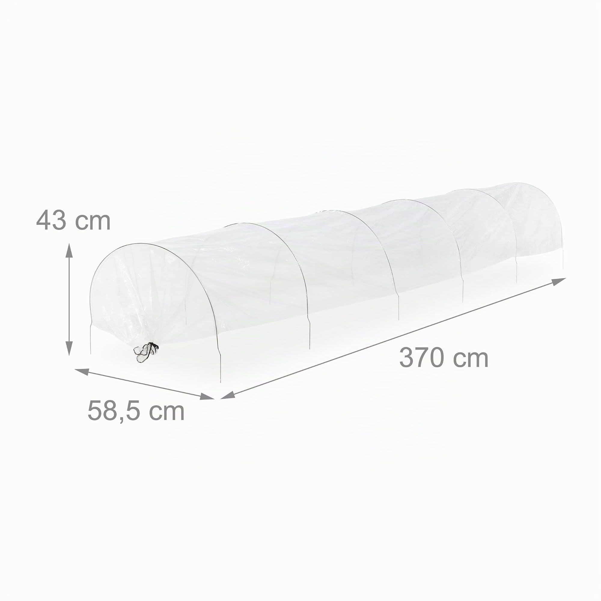 Relaxdays Invernadero Túnel con Arcos, Protección para Huertos, 3,7 m de Largo, contra Parásitos y Pájaros, Transparente