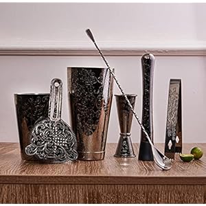 SKYFISH Cocktail Shaker Set – Ets Cocktail Shaker Kit in Gift Box Set van 7 (BLACK).