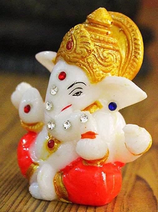 BhayaJi® Ganesh ji Murti for Home Temple Mandir I Beautiful Gift for Ganesha Devotee or at Inauguration | Showpiece for Car Dashboard Decorative Sculpture Figurine