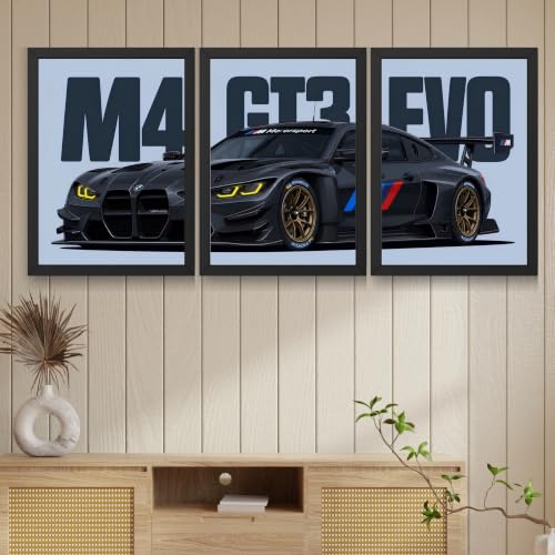 VENUXE ARTS Set of 3 M4 GT3 EVO Cars Framed Posters Pack of 3 - Image 7