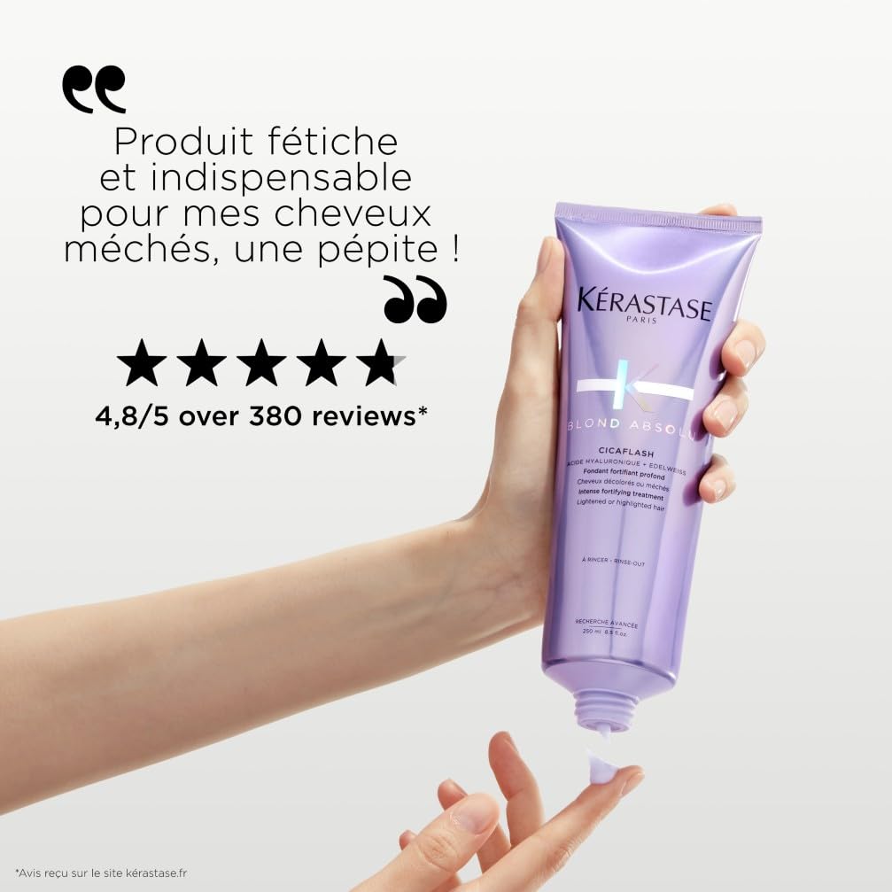 KERASTASE Blond Absolu Fondant Fortifiant Profond Cicaflash Après-Shampoing Réparateur Anti-Casse Cheveux Blonds Décolorés Méchés 250 ml