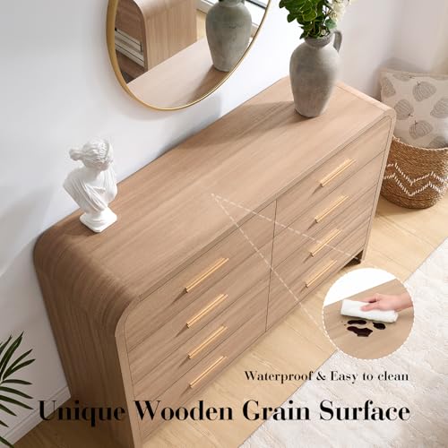 Image of Curved Drawer Dresser for Bedroom with 8 Drawers, 54'' Wide Chest of Drawer