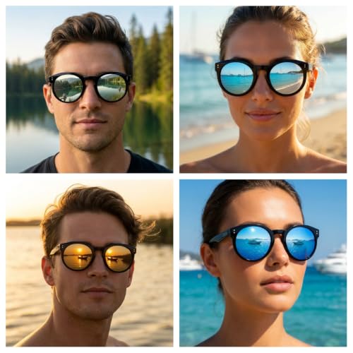 Image of Polarized HD Genuine Glass Sunglasses for Men and Women, Italian Design, Anti-Glare,UV400,Corning True Glass Lenses
