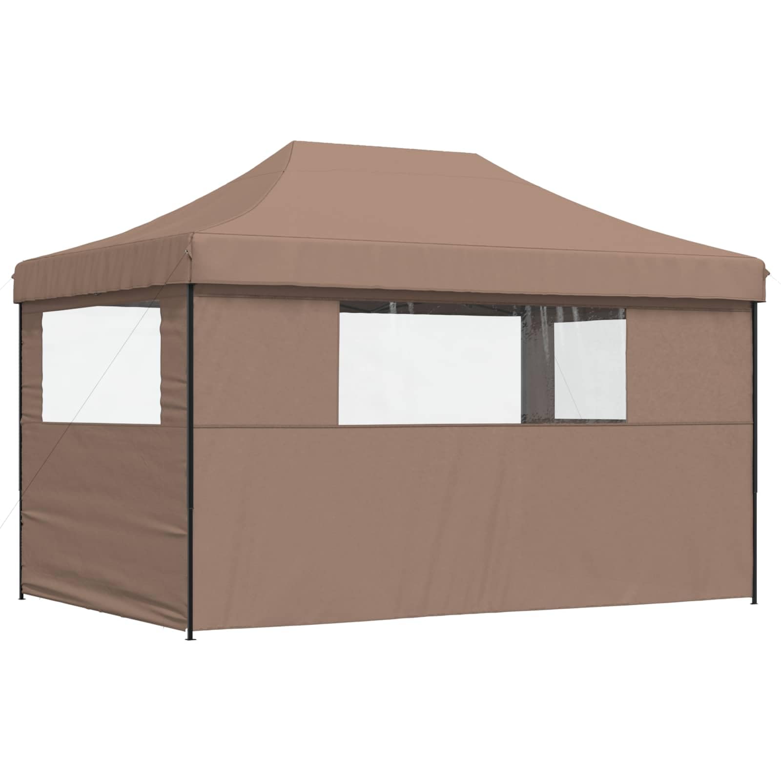 Party-Zelt Braun aus Oxford-Stoff 292 x 440 x 315 cm mit pulverbeschichtetem Stahlrahmen und dreistufiger Höhenverstellung für Garten, Terrasse, Camping, Festival und Gartenparty