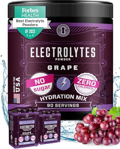 KEY NUTRIENTS Multivitamin Electrolytes Powder No Sugar - Fruity Grape Electrolyte Powder - Hydration Powder - No Calories, Electrolytes Powder - 90 Servings