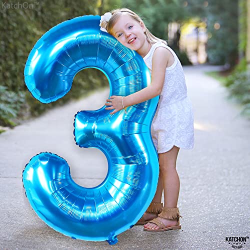 Image of Katchon, 40 Inch Blue Number 3 Balloons For 3rd Birthday Decorations