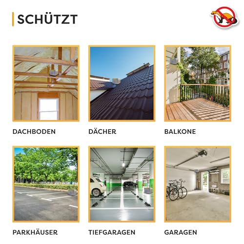 ANTIMARDER LUBERDA Marderschutz Silent Light | Hermetisch, ideal für Dachboden, Loft | Wirkt auf 5 Seiten rundum und nach unten | Stromversorgung 230V